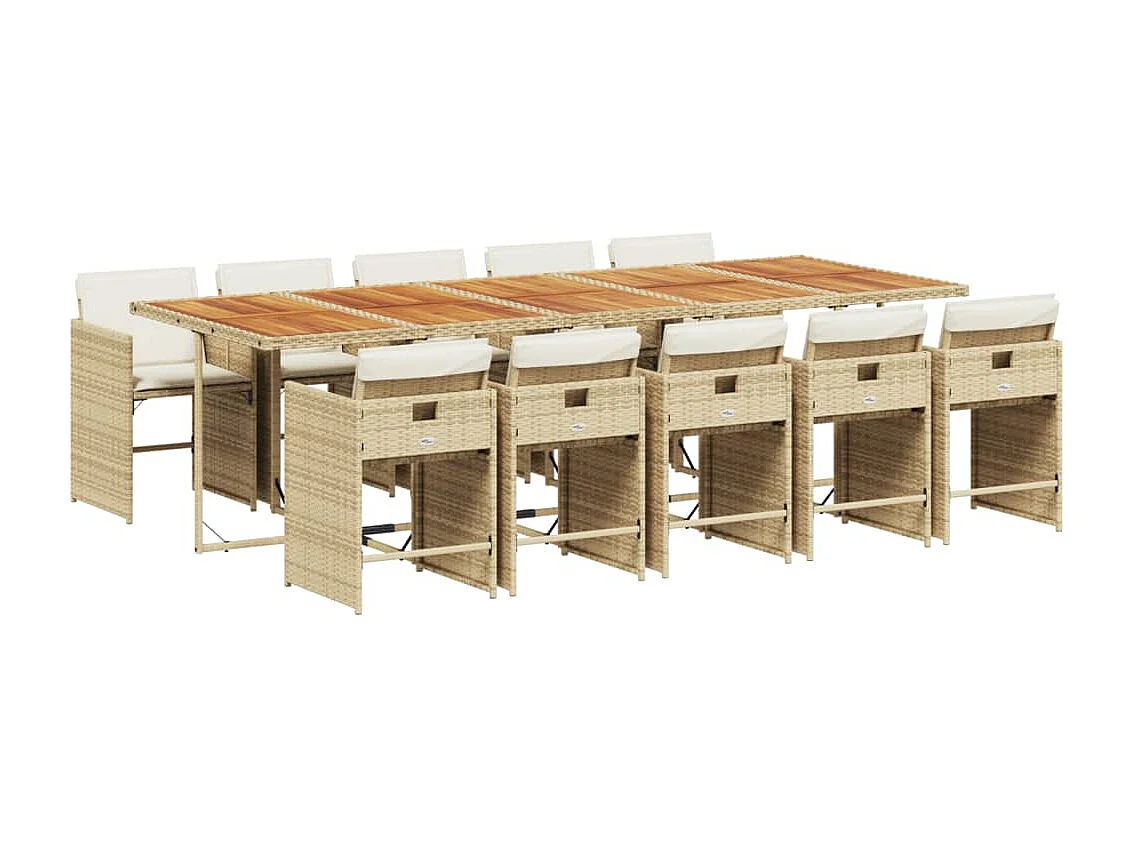 Heeswijk-Dinther 11-delige Tuinset met kussens poly rattan beige