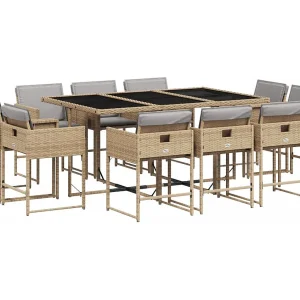 Heumen  11-delige Tuinset met kussens poly rattan gemengd beige