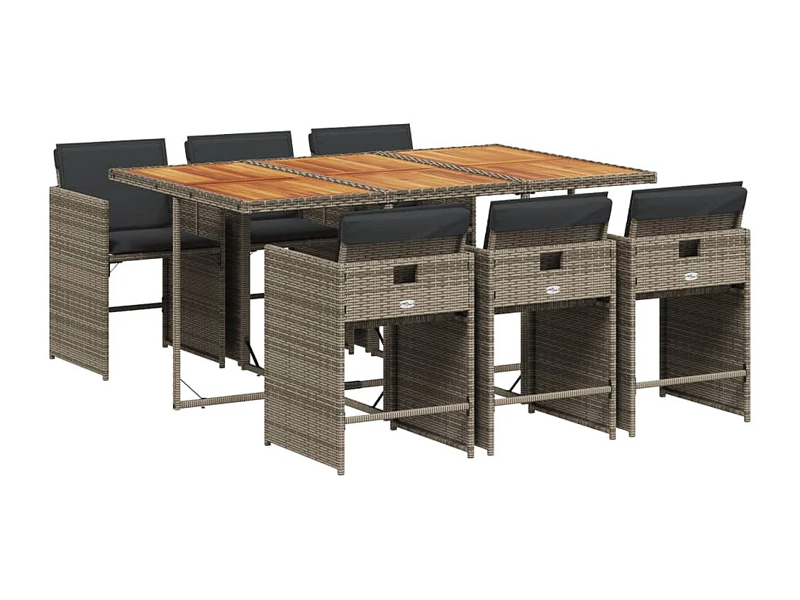 Heeswijk-Dinther 7-delige Tuinset met kussens poly rattan grijs