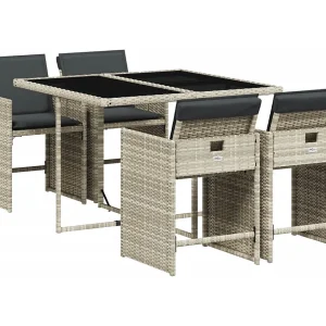 Heeswijk-Dinther  5-delige Tuinset met kussens poly rattan lichtgrijs