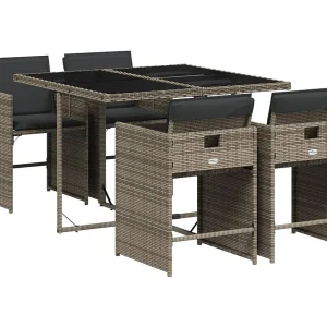 Heeswijk-Dinther  5-delige Tuinset met kussens poly rattan grijs