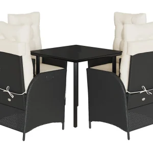 Greta  5-delige Tuinset met kussens poly rattan zwart