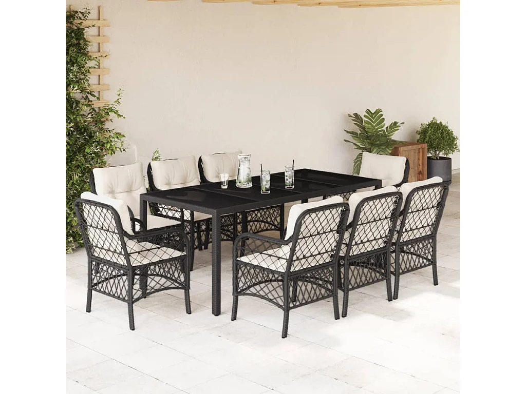 Harmelen 9-delige Tuinset poly rattan zwart