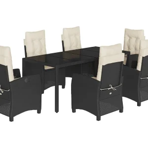Great Bend  7-delige Tuinset met kussens poly rattan zwart