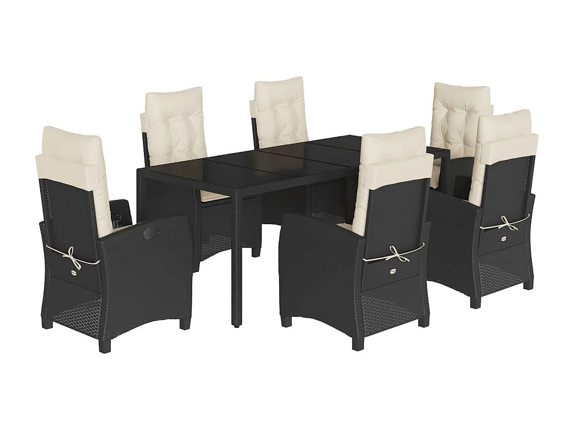 Great Bend 7-delige Tuinset met kussens poly rattan zwart