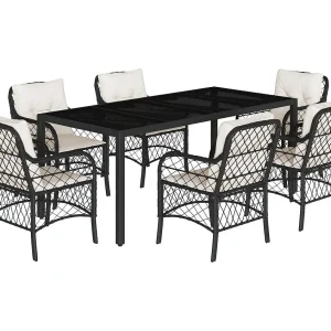 Harmelen 7-delige Tuinset met kussens poly rattan zwart Harmelen 7-delige Tuinset met kussens poly rattan zwart