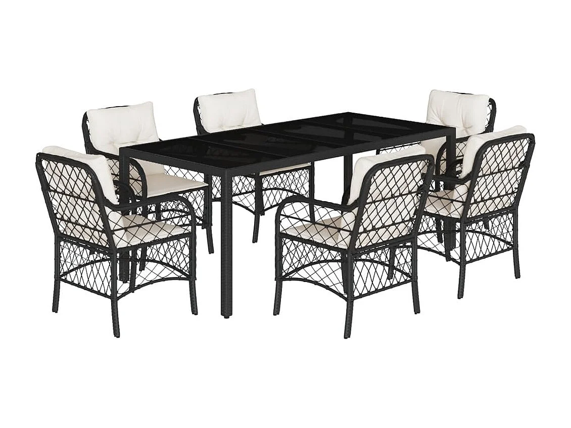 Harmelen 7-delige Tuinset met kussens poly rattan zwart