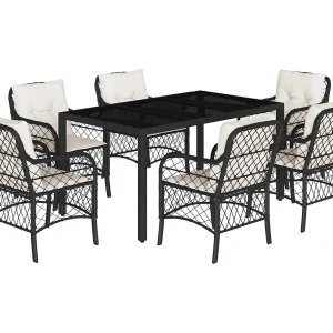Harmelen 7-delige Tuinset met kussens poly rattan zwart Harmelen 7-delige Tuinset met kussens poly rattan zwart
