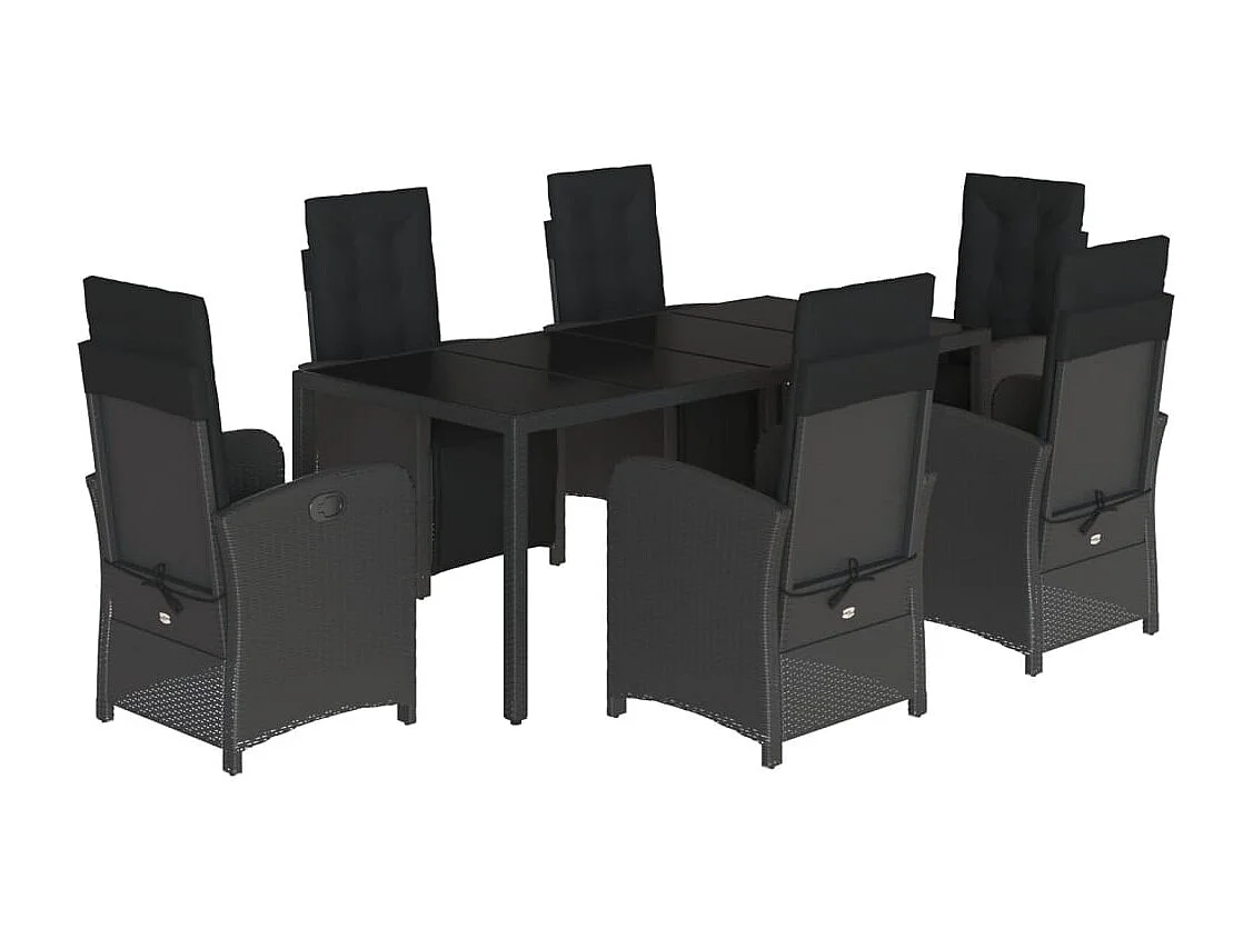 Hillside 7-delige Tuinset met kussens poly rattan zwart