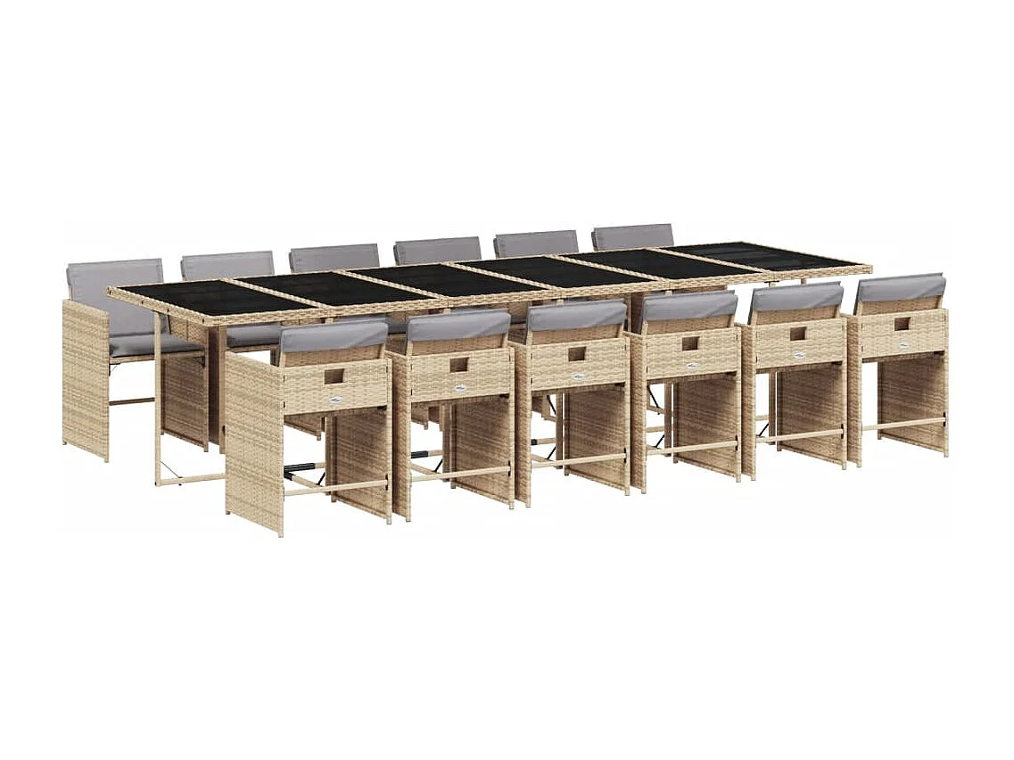 Heeswijk-Dinther 13-delige Tuinset met kussens poly rattan gemengd beige