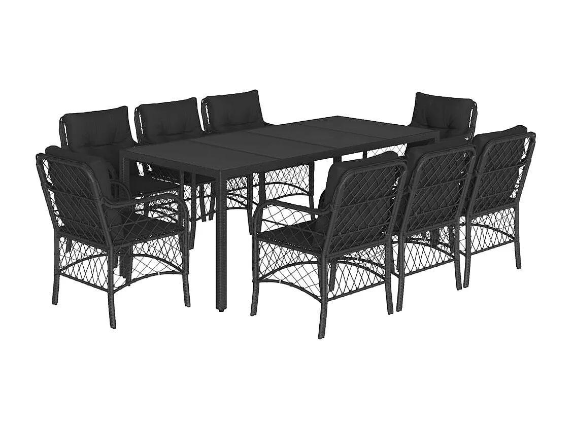 Harmelen 9-delige Tuinset poly rattan zwart