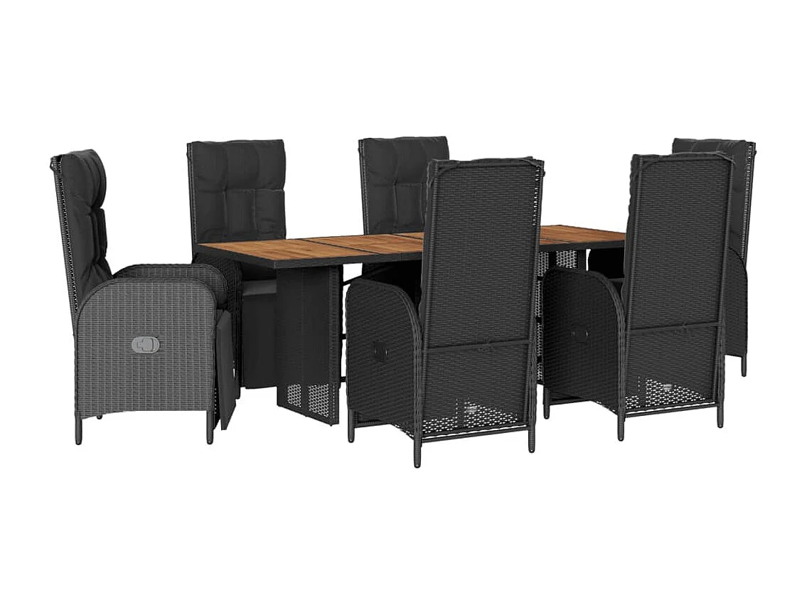 Gylfre 7-delige Tuinset met kussens poly rattan zwart