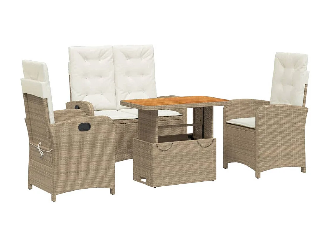 Gorham 4-delige Tuinset met kussens poly rattan beige