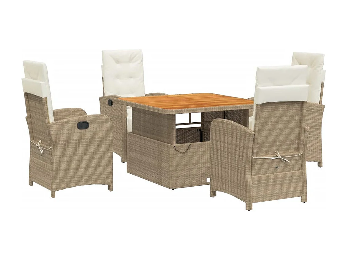 Gorham 5-delige Tuinset met kussens poly rattan beige