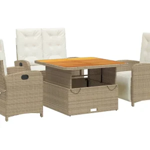 Gorham  4-delige Tuinset met kussens poly rattan beige