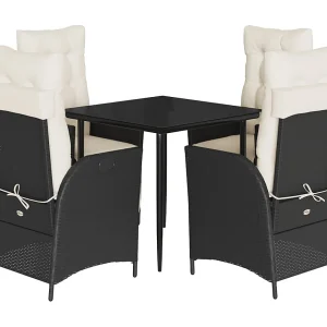 Greta  5-delige Tuinset met kussens poly rattan zwart