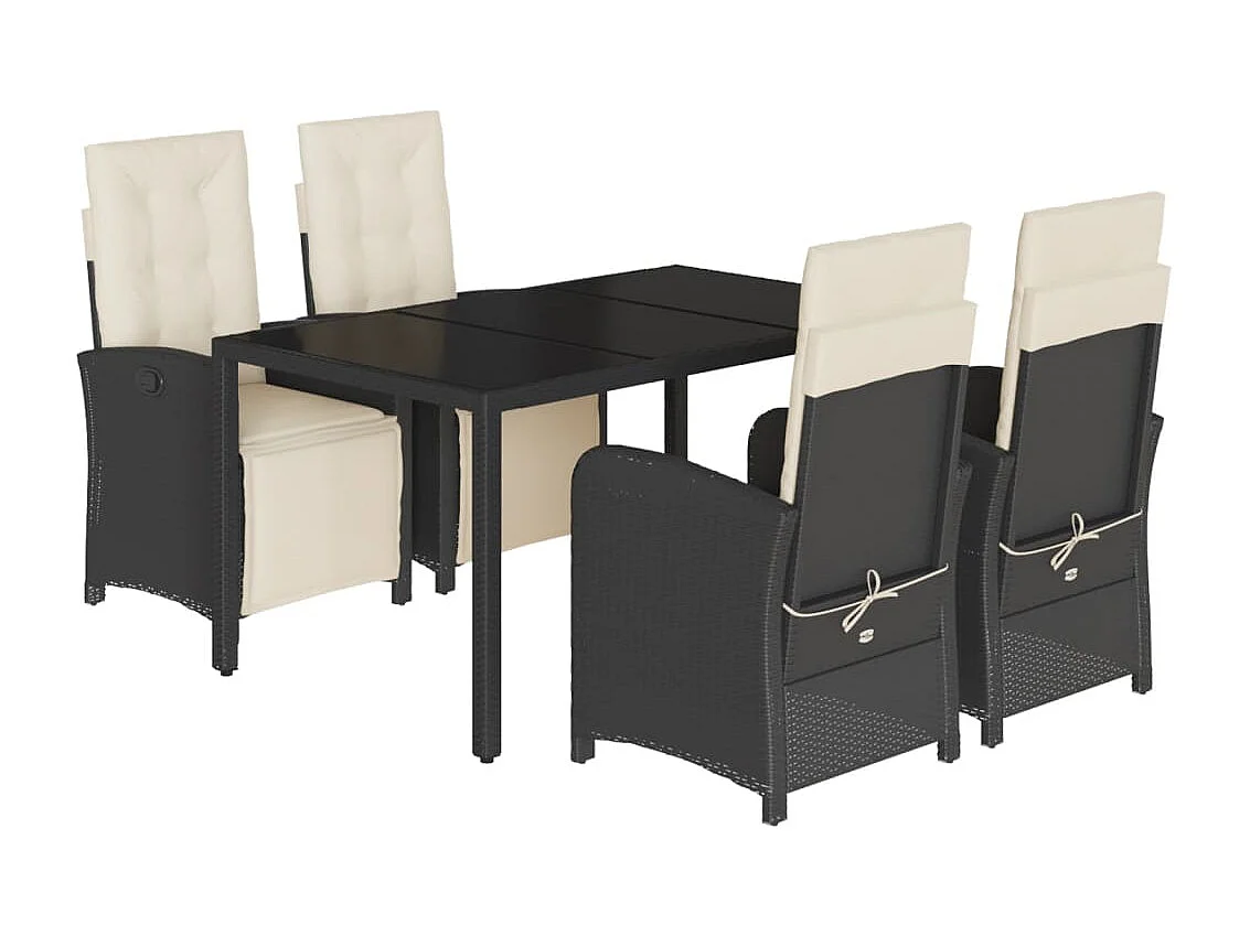 Hillside 5-delige Tuinset met kussens poly rattan zwart