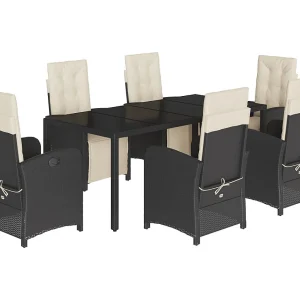 Hillside 7-delige Tuinset met kussens poly rattan zwart Hillside 7-delige Tuinset met kussens poly rattan zwart