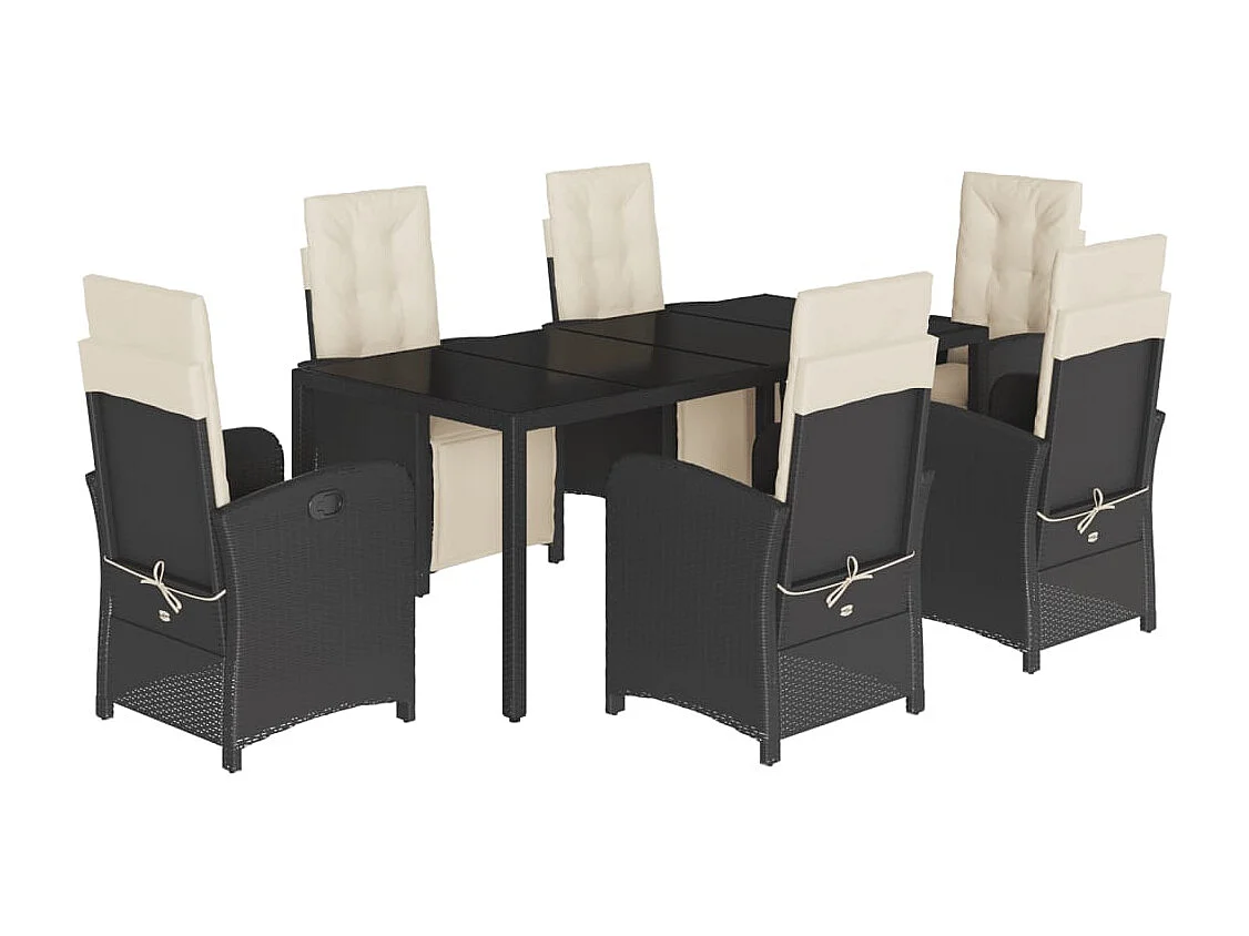 Hillside 7-delige Tuinset met kussens poly rattan zwart
