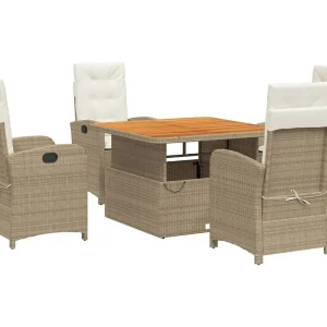 Gorham  5-delige Tuinset met kussens poly rattan beige