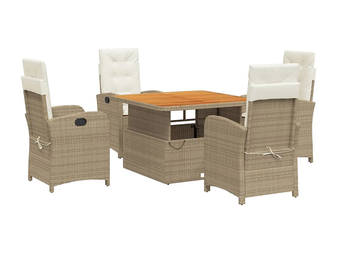 Gorham 5-delige Tuinset met kussens poly rattan beige