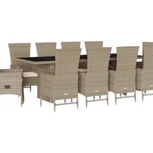 Greenlawn  11-delige Tuinset met kussens poly rattan beige