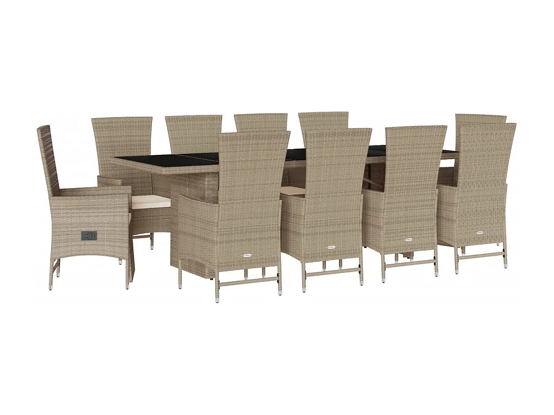 Greenlawn 11-delige Tuinset met kussens poly rattan beige