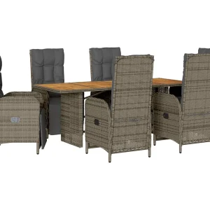 Gylfre 7-delige Tuinset met kussens poly rattan grijs Gylfre 7-delige Tuinset met kussens poly rattan grijs
