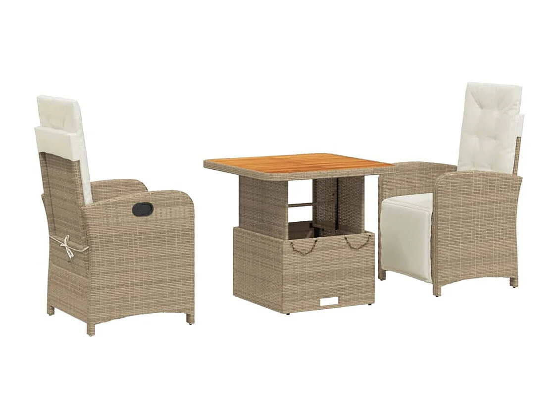 Gorham 3-delige Tuinset met kussens poly rattan beige