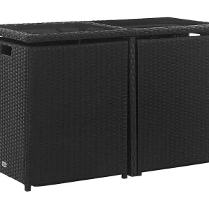 Gunnalv 3-delige Tuinset met kussens poly rattan zwart Gunnalv 3-delige Tuinset met kussens poly rattan zwart