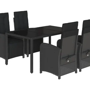 Hillside 5-delige Tuinset met kussens poly rattan zwart Hillside 5-delige Tuinset met kussens poly rattan zwart