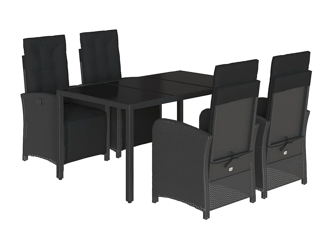 Hillside 5-delige Tuinset met kussens poly rattan zwart