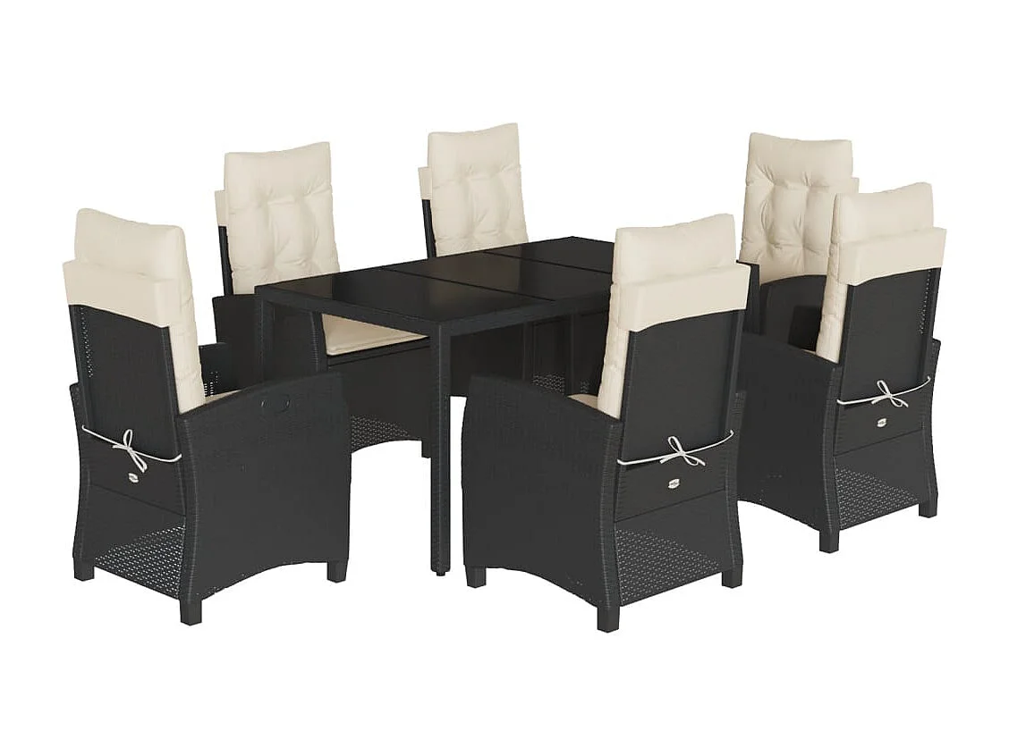 Great Bend 7-delige Tuinset met kussens poly rattan zwart