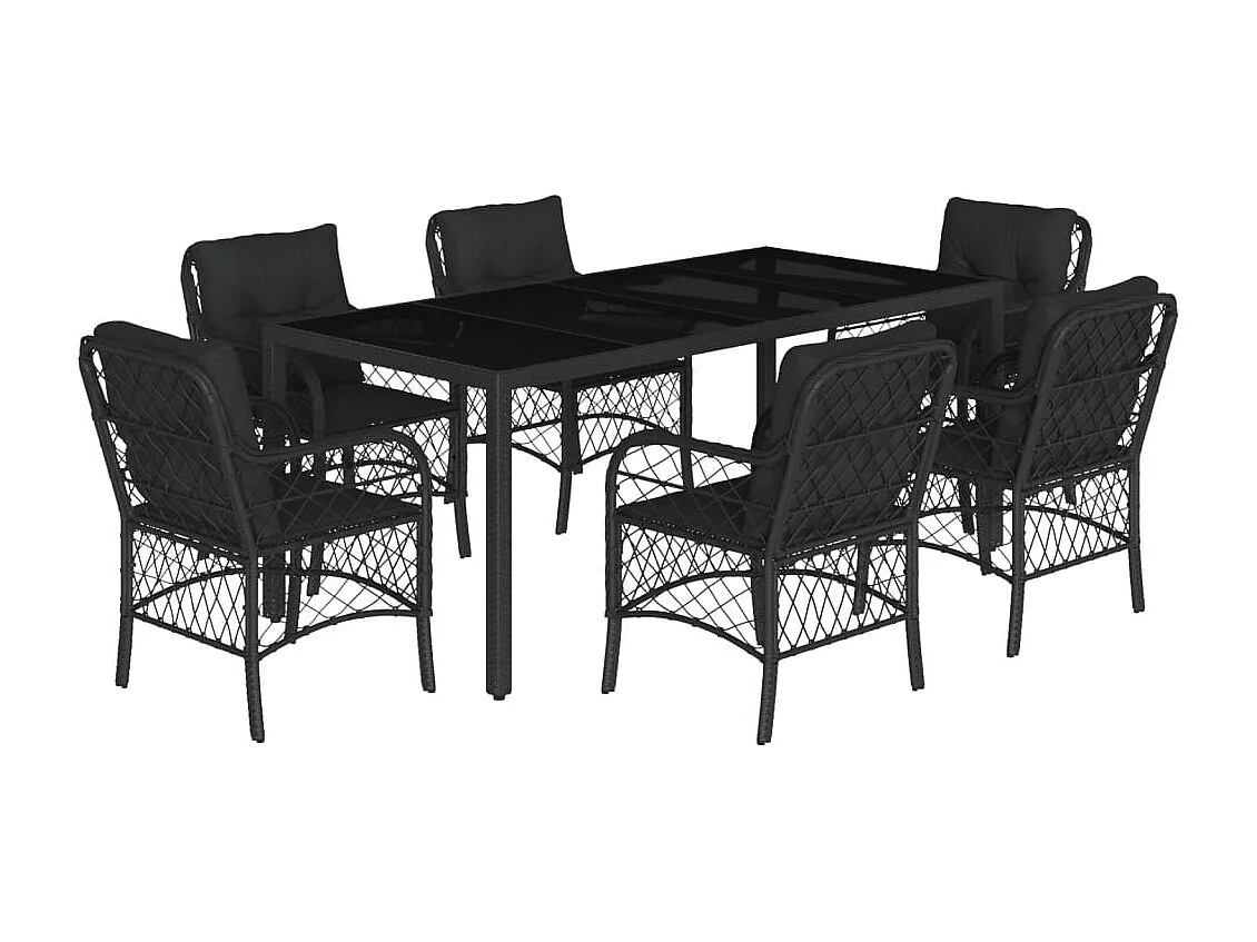 Harmelen 7-delige Tuinset met kussens poly rattan zwart