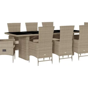 Greenlawn  9-delige Tuinset met kussens poly rattan beige