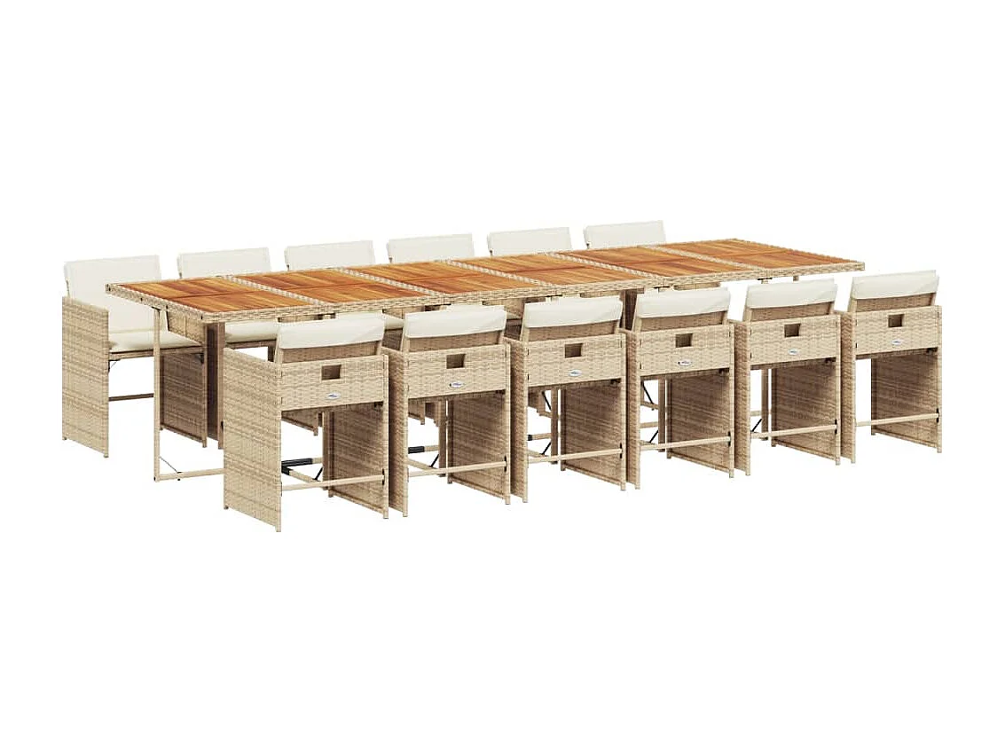 Heeswijk-Dinther 13-delige Tuinset met kussens poly rattan beige
