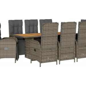 Gylfre 9-delige Tuinset met kussens poly rattan grijs Gylfre 9-delige Tuinset met kussens poly rattan grijs