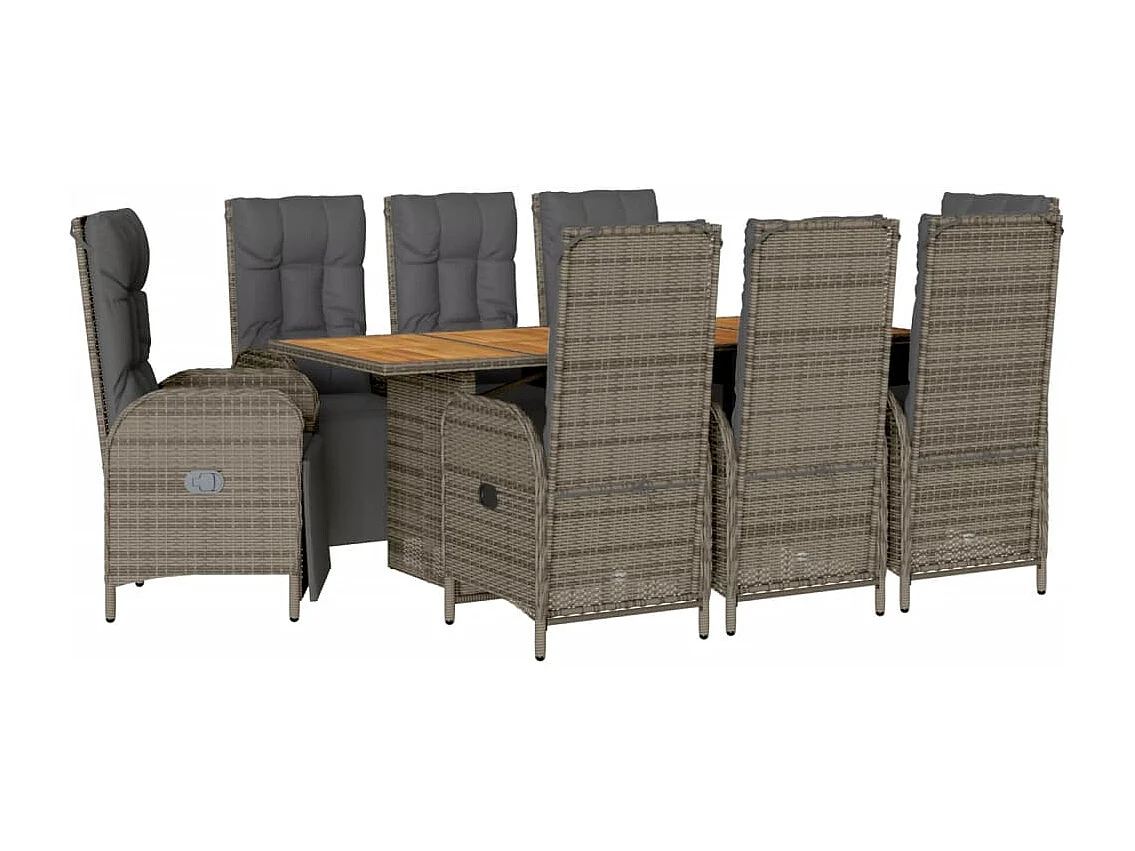 Gylfre 9-delige Tuinset met kussens poly rattan grijs