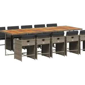 Heeswijk-Dinther 11-delige Tuinset met kussens poly rattan grijs Heeswijk-Dinther 11-delige Tuinset met kussens poly rattan grijs