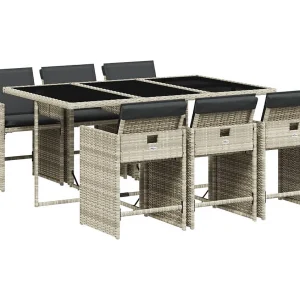 Heeswijk-Dinther 7-delige Tuinset met kussens poly rattan grijs Heeswijk-Dinther 7-delige Tuinset met kussens poly rattan grijs