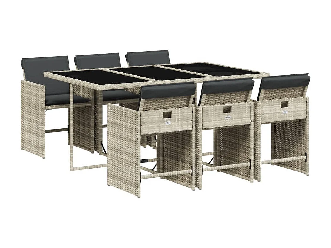 Heeswijk-Dinther 7-delige Tuinset met kussens poly rattan grijs