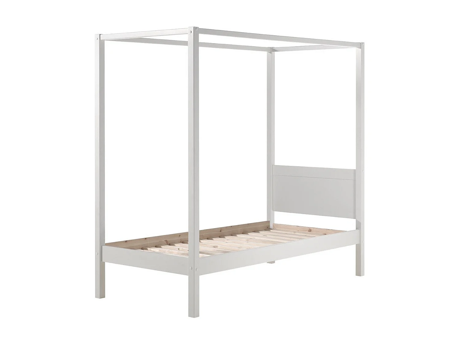 Hemelbed 90x200 cm massief grenen wit gelakt Pino