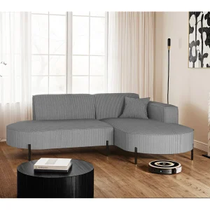 Hoekbank, L-vormige bank, design Modena, pure stof, Poso Silver, rechts Hoekbank, L-vormige bank, design Modena, pure stof, Poso Silver, rechts