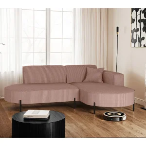 Hoekbank, L-vormige bank, design Modena, pure stof, Poso Rosa, rechts Hoekbank, L-vormige bank, design Modena, pure stof, Poso Rosa, rechts
