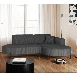 Hoekbank, bank L-vorm design Modena zuivere stof Poso Graphite Rechts Hoekbank, bank L-vorm design Modena zuivere stof Poso Graphite Rechts