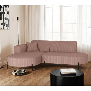 Hoekbank, L-vormige bank, design Modena, pure stof, Poso Rosa, links Hoekbank, L-vormige bank, design Modena, pure stof, Poso Rosa, links