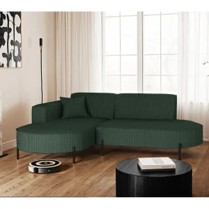 Hoekbank, L-vormige bank, design Modena, pure stof, Poso Green, links Hoekbank, L-vormige bank, design Modena, pure stof, Poso Green, links