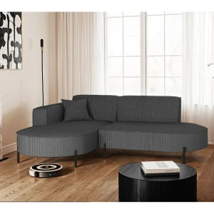 Hoekbank, Sofa L-vorm Designer Modena Pure stof Poso Grafiet Links