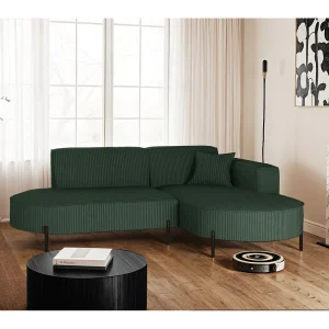 Hoekbank, L-vormige bank, design Modena, pure stof, Poso Green, rechts Hoekbank, L-vormige bank, design Modena, pure stof, Poso Green, rechts