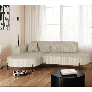 Hoekbank, L-vormige bank, design Modena, pure stof, Poso Beige, links Hoekbank, L-vormige bank, design Modena, pure stof, Poso Beige, links